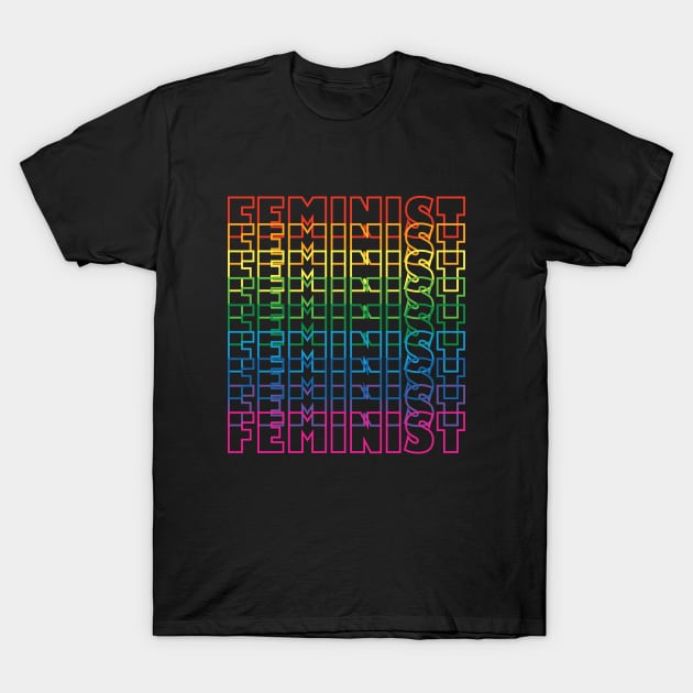 Proud To Be A Feminist Rainbow LGBT Letters T-Shirt by magentasponge